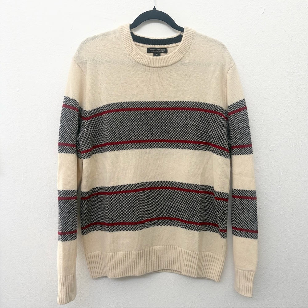 Banana Republic Made of Italian Yarn Men's Crewneck Striped Sweater Size M